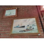 Kenneth Grant oil of ships plus watercolour of boa