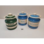 x2 T G Green Ltd Cornishware Tea and Coffee (blue and White) plus