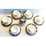 Crown Derby Katleston Coffee set x6 cups, Saucers and side plates plus Davenport ceramic barrel -