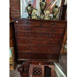 Large mahogany 2 over 5 chest of drawers
