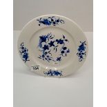 Early blue and white Worcester style plate 24cm ex