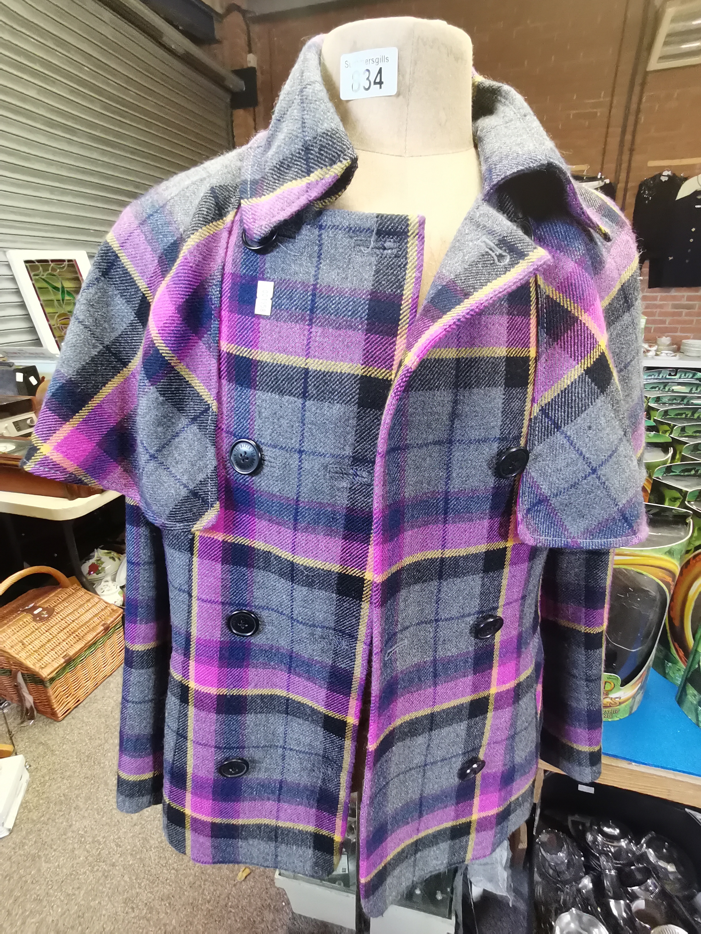 Ted Baker Purple Check Double Breasted Jacket size 2 ( UK10)