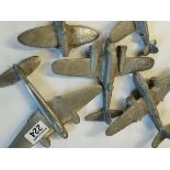 5 WWII made cast iron alloy aircraft