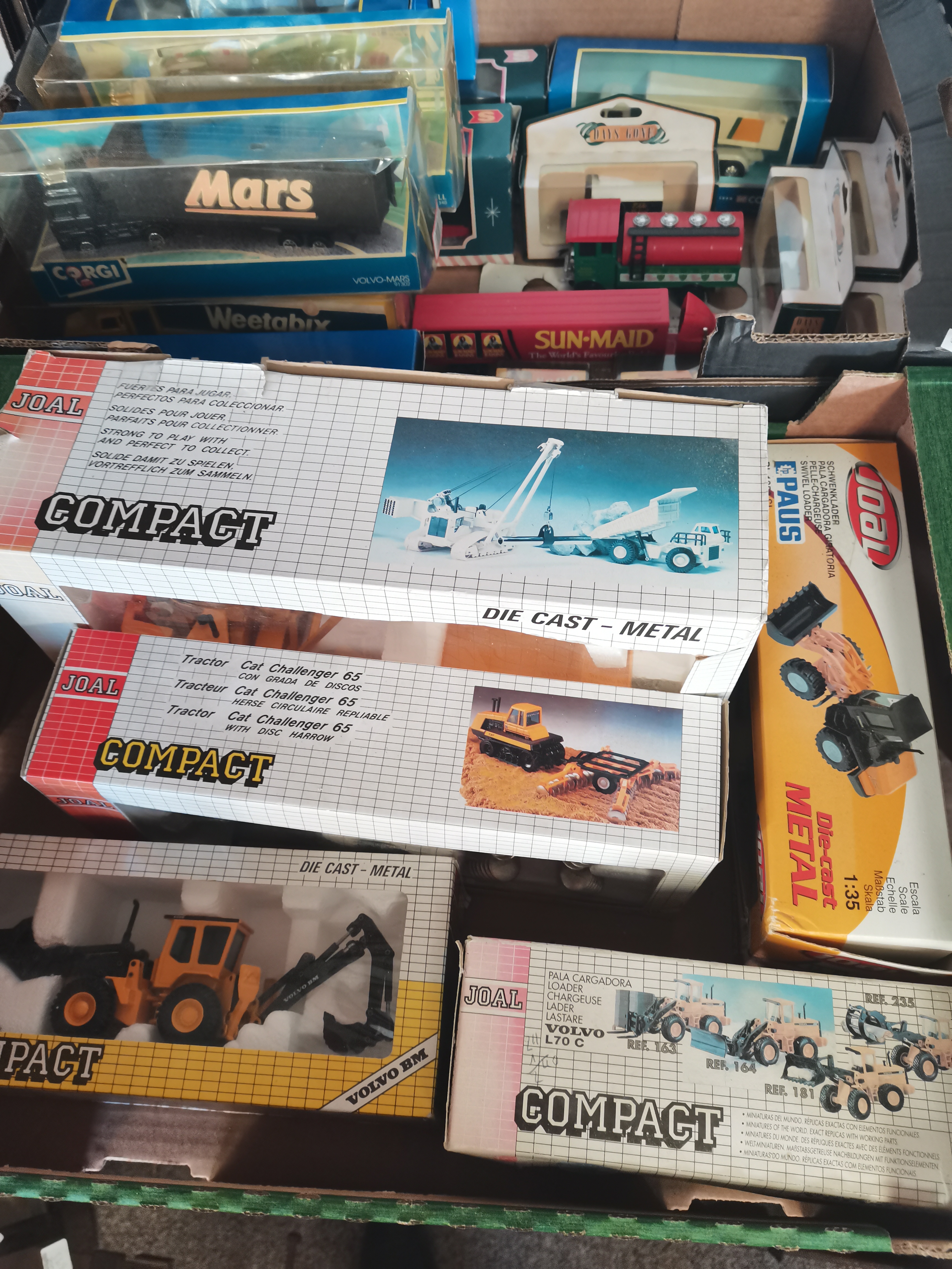 2 Boxes of Die-Cast Lorries and Construction Toys By Joal and Corgi Plus some Days Gone By Cars