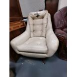 Cream leather swivel chair