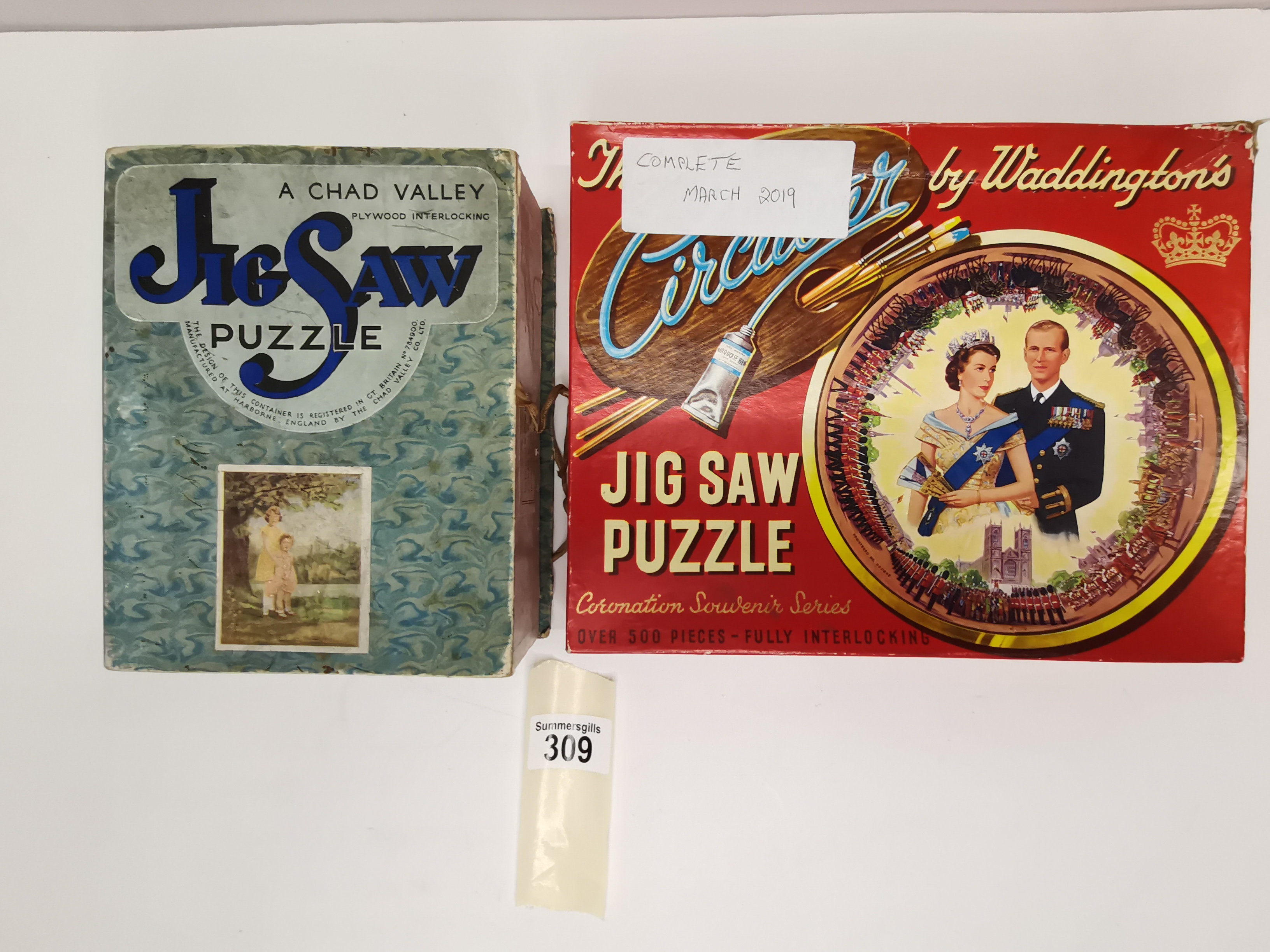 Vintage jigsaws both Queen Elizabeth II in original boxes and complete