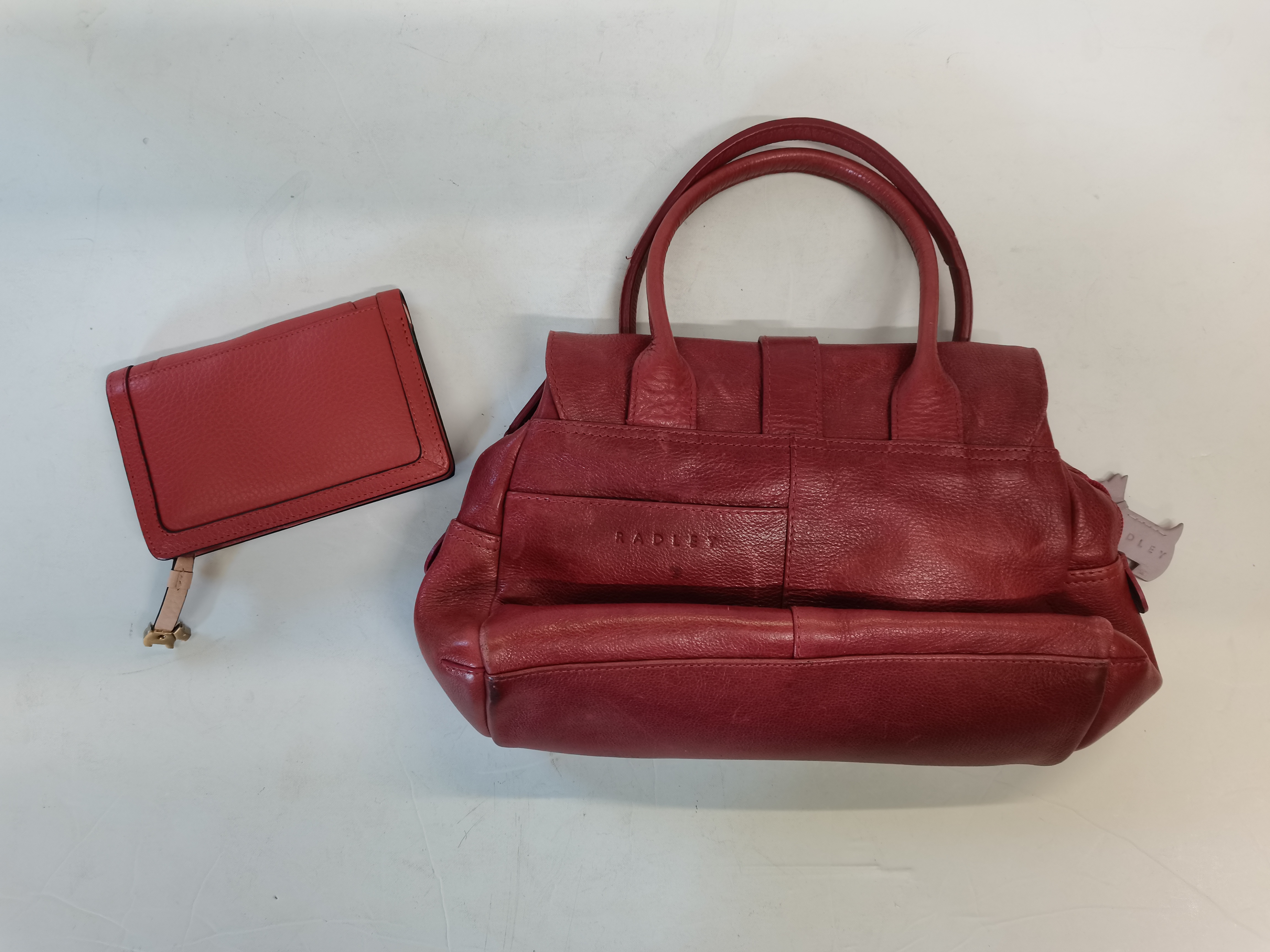 Rust coloured Radley handbag with pink stitching - Image 2 of 3