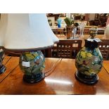 x2 Moorcroft small lamps Sally Tuffin Forest pattern H22cm