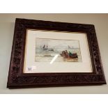Carved wood framed seascape picture