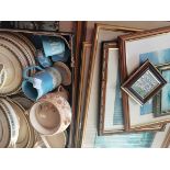 7 Pictures in Frames Mainly Ships plus crockery incl Wedgwood Jasperware