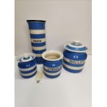 X2 The Original Cornish Blue Cornishware Jars Utensils