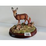Border Fine Art Doe and Fawns - 'In a Sunny Glade'