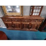 antique pine sideboard with 4 cupboards and drawers