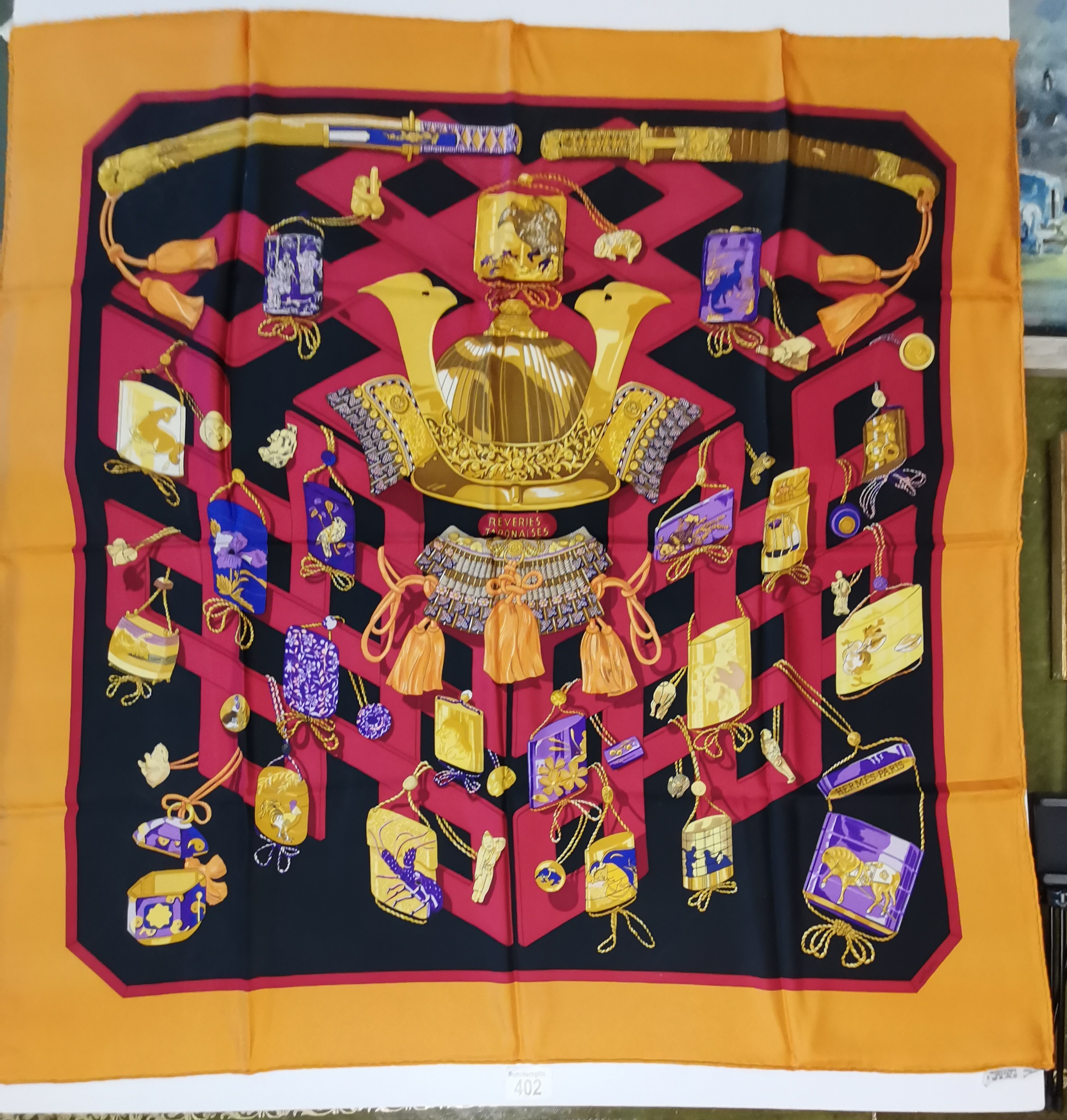 Genuine Hermes 100% silk scarf. Rare Hermes vintage silk scarf in very good condition