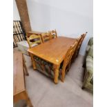 Pine kitchen table and 6 chairs