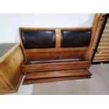 Leather and walnut King-size Sleigh bed