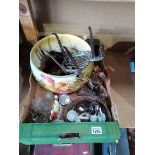 1 Box of Miscellaneous Containing Ceramic Metal and Glass