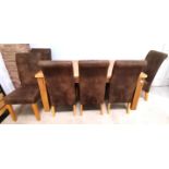Extendable oak dining table with 6 leather chairs