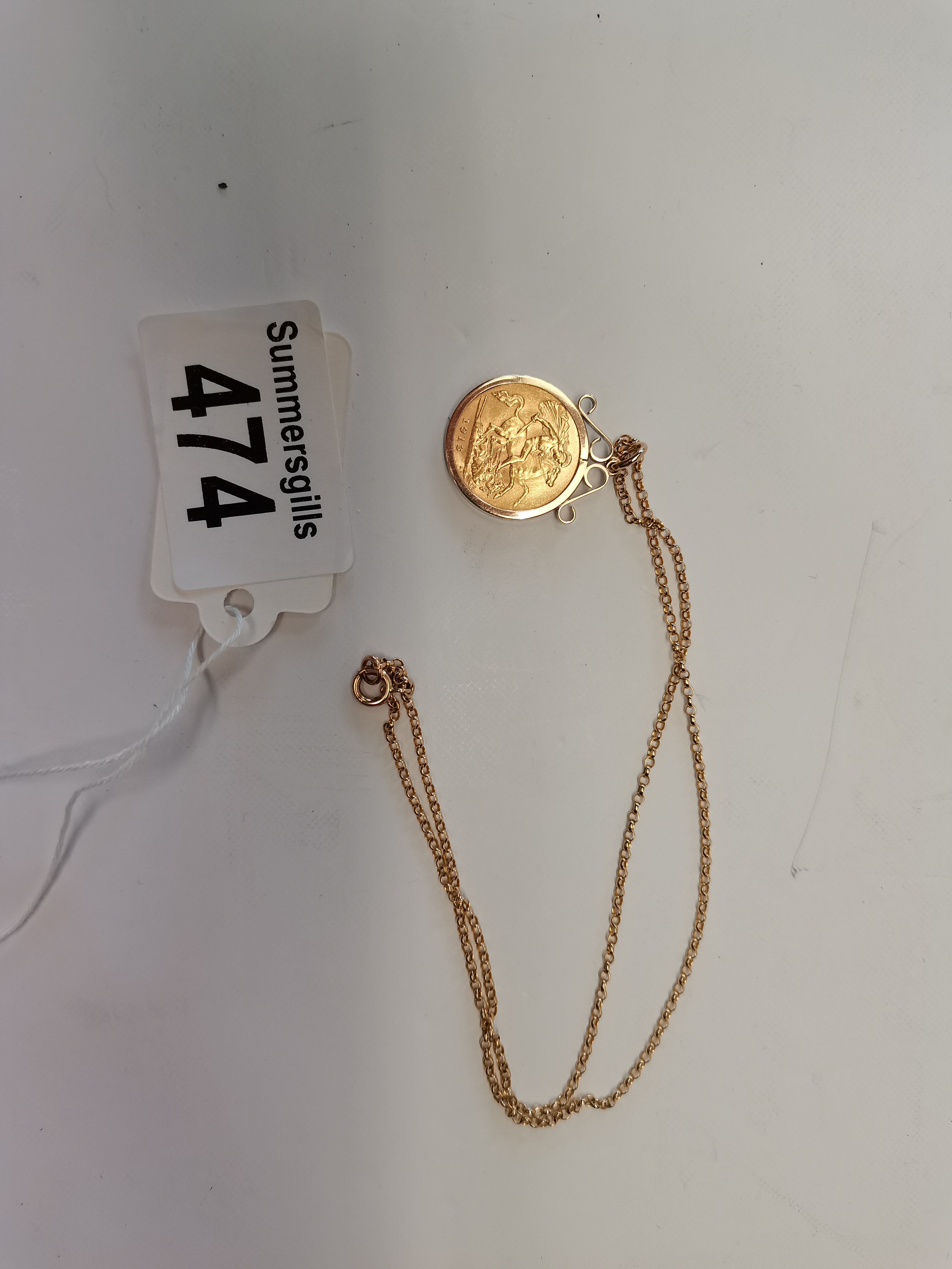 1913 HALF Gold Sovereign 8g on gold chain - Image 2 of 2