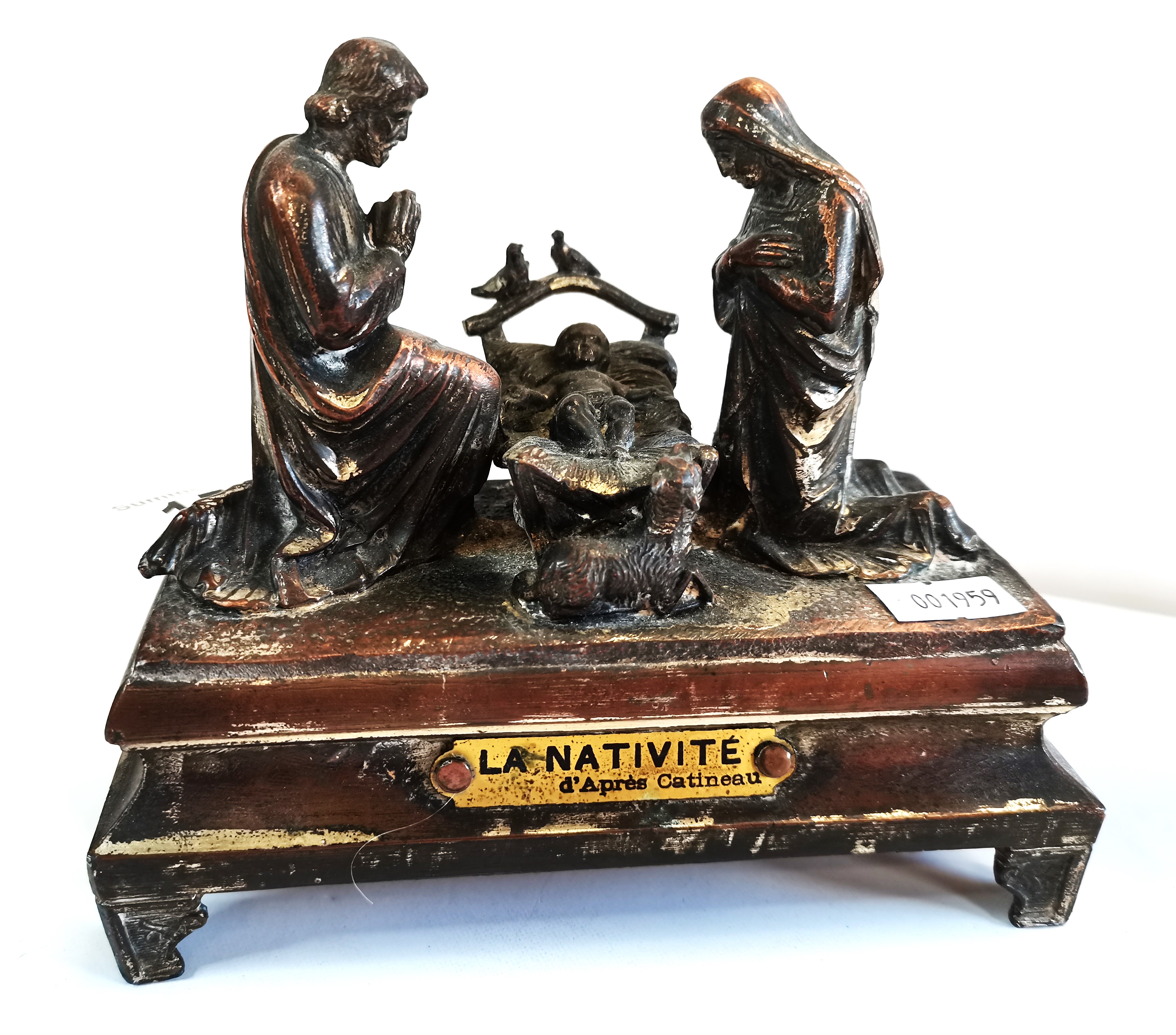 French Brass Nativity Musical box