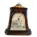 A Rare second half of 19th C carved oak table Aneroid Barometer possibly depicting Queen Victoria an