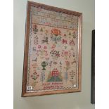 Large framed sampler by Mary Fullwood aged 14 good colours 1890