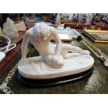 Marble style figure of Dying Gaul on stand