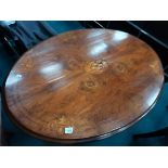 Oval inlaid center table with claw feet