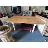 Pine kitchen / dining table painted cream legs