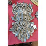 Large lead green man with branches