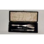 Silver shoe horn and hooks in original case