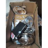 1 Box Containing Silver plated items