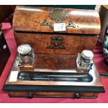 Antique writing box and ink wells