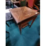 Antique inlaid folding games table