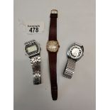 Visible Gold Gents wrist watch with leather strap, Vintage Casio Gents watch, Oris Gents watch plus