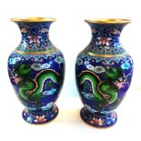 A Pair of Chinese Cloisonné vases. H38cm. Very good condition