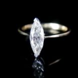 AN 18CT YELLOW AND WHITE GOLD MARQUISE CUT DIAMOND RING Complete with WGI certificate. (approx