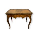 A FINE 19TH CENTURY ENGLISH BURR WALNUT AND ROSEWOOD LOUIS XVI DESIGN INLAY FREE STANDING TABLE With