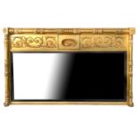 A 19TH CENTURY REGENCY GILTWOOD OVERMANTEL MIRROR Decorated with scrolling foliage and shell