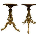 MANNER OF THOMAS CHIPPENDALE, A PAIR OF GEORGE III AND LATER CARVED GILTWOOD TABLES The circular