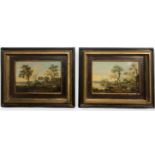 A PAIR OF 19TH CENTURY OIL ON COPPER ITALIAN RIVER LANDSCAPES