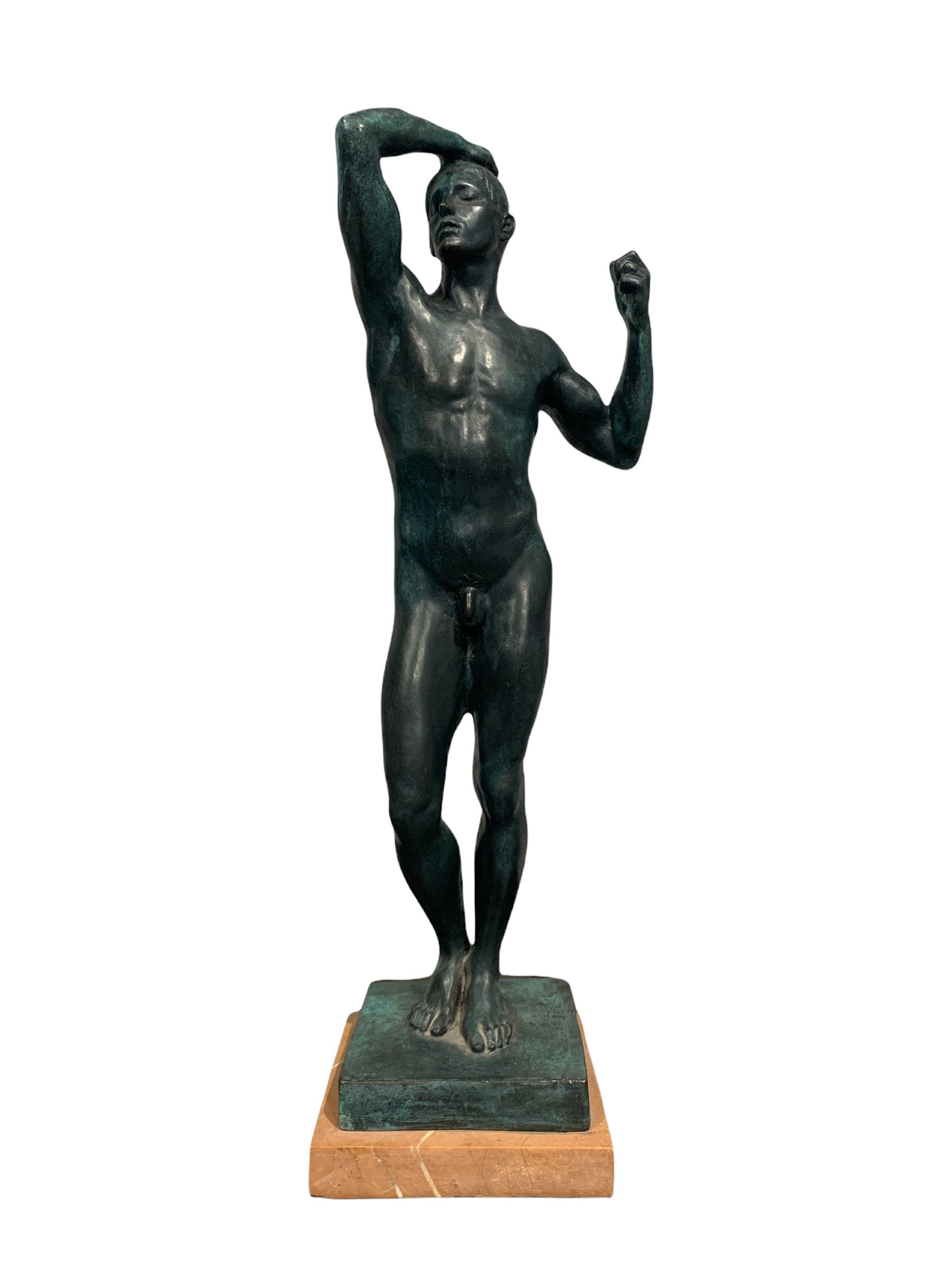 AFTER AUGUSTE RODIN, FRENCH, 1840 - 1917, THE AGE OF BRONZE, A 20TH CENTURY CAST AFTER MODEL