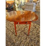 A LATE 18TH CENTURY SHERATON PERIOD MAHOGANY AND CROSS BANDED PEMBROKE TABLE, with real and false