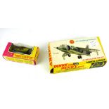 A VINTAGE DINKY 722 HAWKER HARRIER Boxed, along with a Matchbox silver ghost model of Yesteryear