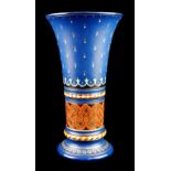 A LATE 19TH CENTURY METTLACH VASE Decorated with a starlit sky, with burnt orange and gilded