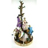 MEISSEN, A LARGE 19TH CENTURY HARD PASTE PORCELAIN FIGURAL GROUP, FESTIVE FIGURES IN RUSTIC 18TH