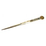 RICHARD JARVIS, SILVER GILT COMMEMORATIVE LETTER OPENER/PAPER KNIFE Having an embossed family