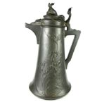 A. KAYSER & SON, GERMAN, 1885 - 1904, A LARGE ART NOUVEAU PEWTER EWER Kayser Factory near D'