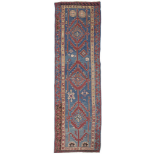 WITHDRAW !! KILIM RUNNER The central field having geometric forms to central field on blue ground
