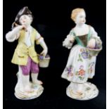 MEISSEN, A PAIR OF 19TH CENTURY FIGURES, YOUNG GRAPE PICKERS Both modelled as a young boy and his